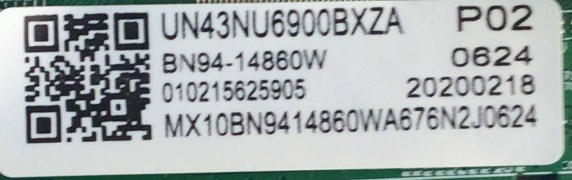 MAIN PARA SMART TV SAMSUNG 4K UHD RESOLUCION  (3840 X 2160) / NUMERO DE PARTE BN94-14860W / BN41-02703B / BN97-00038G / BN9414860W / 14860W / NUMERO DE PANEL CY-NN043HGEVMH / MODELO UN43NU6900BXZA BD03 - Imagen 2